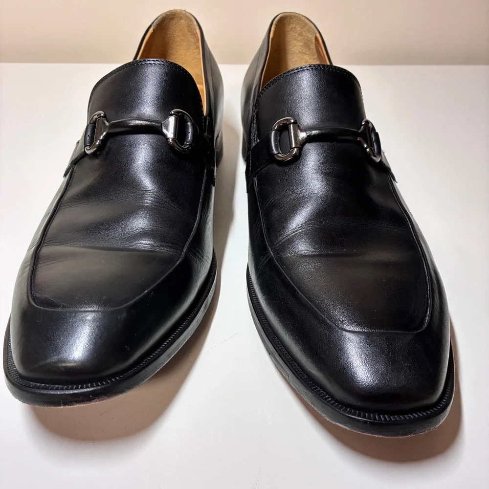 Johnston & Murphy Black Leather Bit Loafers